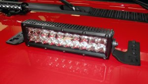 Jeep Wrangler Light Mounts - Center Hood - Go Rhino - 10in Double Row - Textured Black - `18-`20
